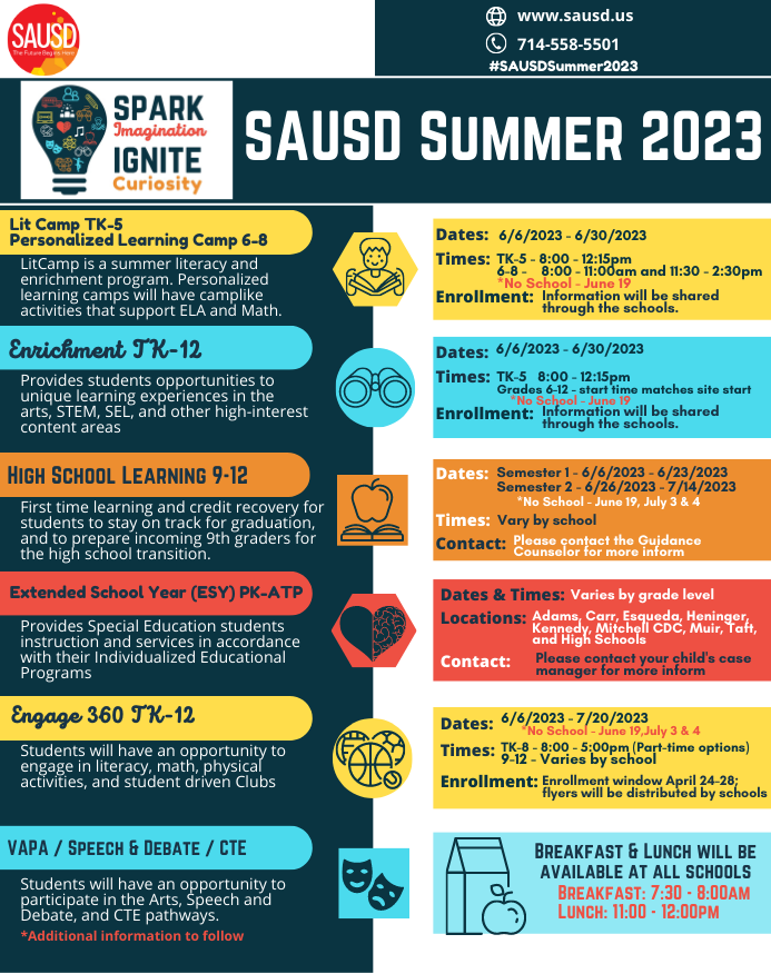SAUSD Summer School Programs